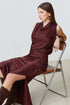 Suncoo satin plum midi skirt jupe flavie